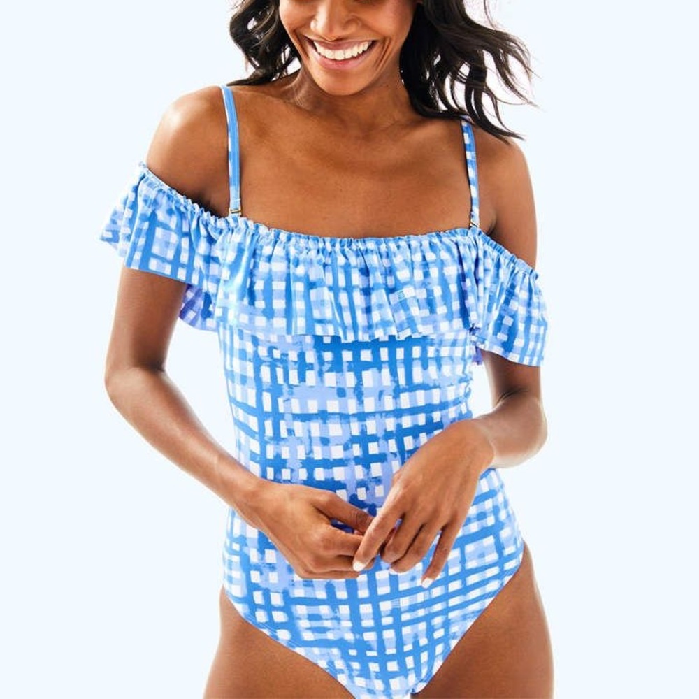 Lilly Pulitzer off the shoulder bathing suit